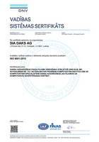 Vadības sistēmas sertifikāts